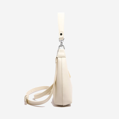 Off White Women's Trendy PU Leather Shoulder Bag - Fashionable Underarm Hobo Bag with Adjustable Strap