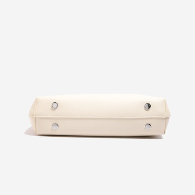 Off White Women's Trendy PU Leather Shoulder Bag - Fashionable Underarm Hobo Bag with Adjustable Strap