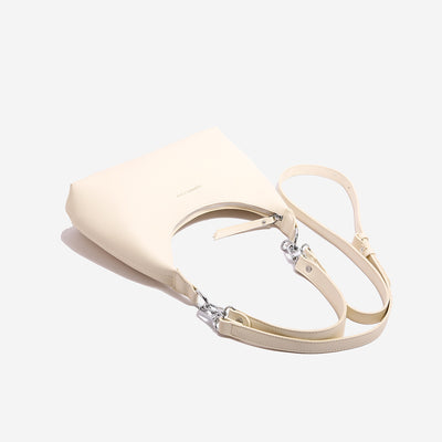 Off White Women's Trendy PU Leather Shoulder Bag - Fashionable Underarm Hobo Bag with Adjustable Strap