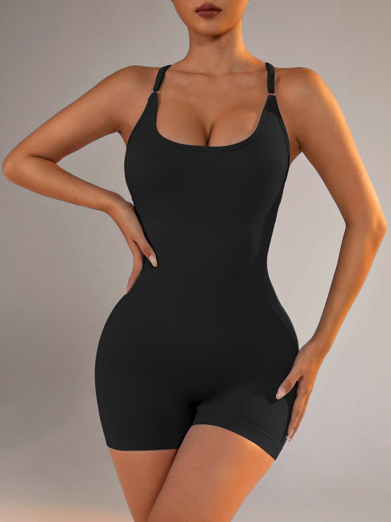 Size S Black Nylon Seamless Yoga Bodysuit - Women&