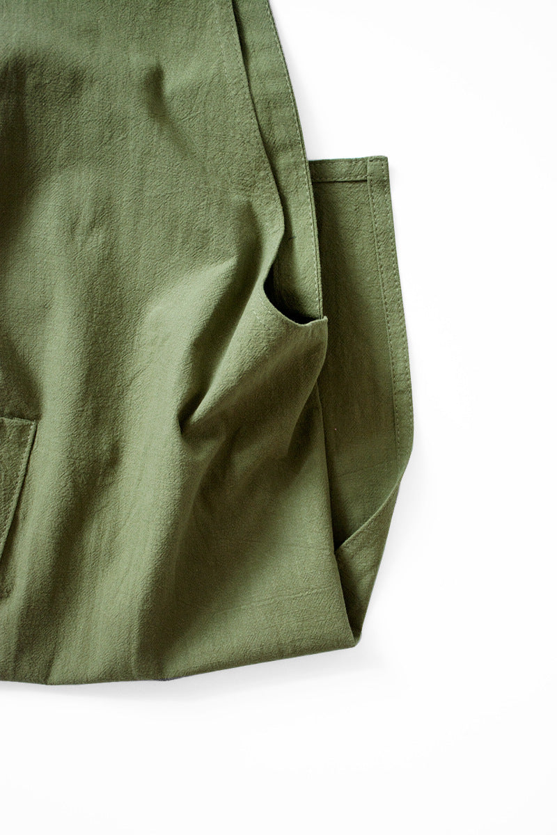 Blue Cotton Linen H-Back Apron - Solid Color Kitchen Cooking Apron with Pocket