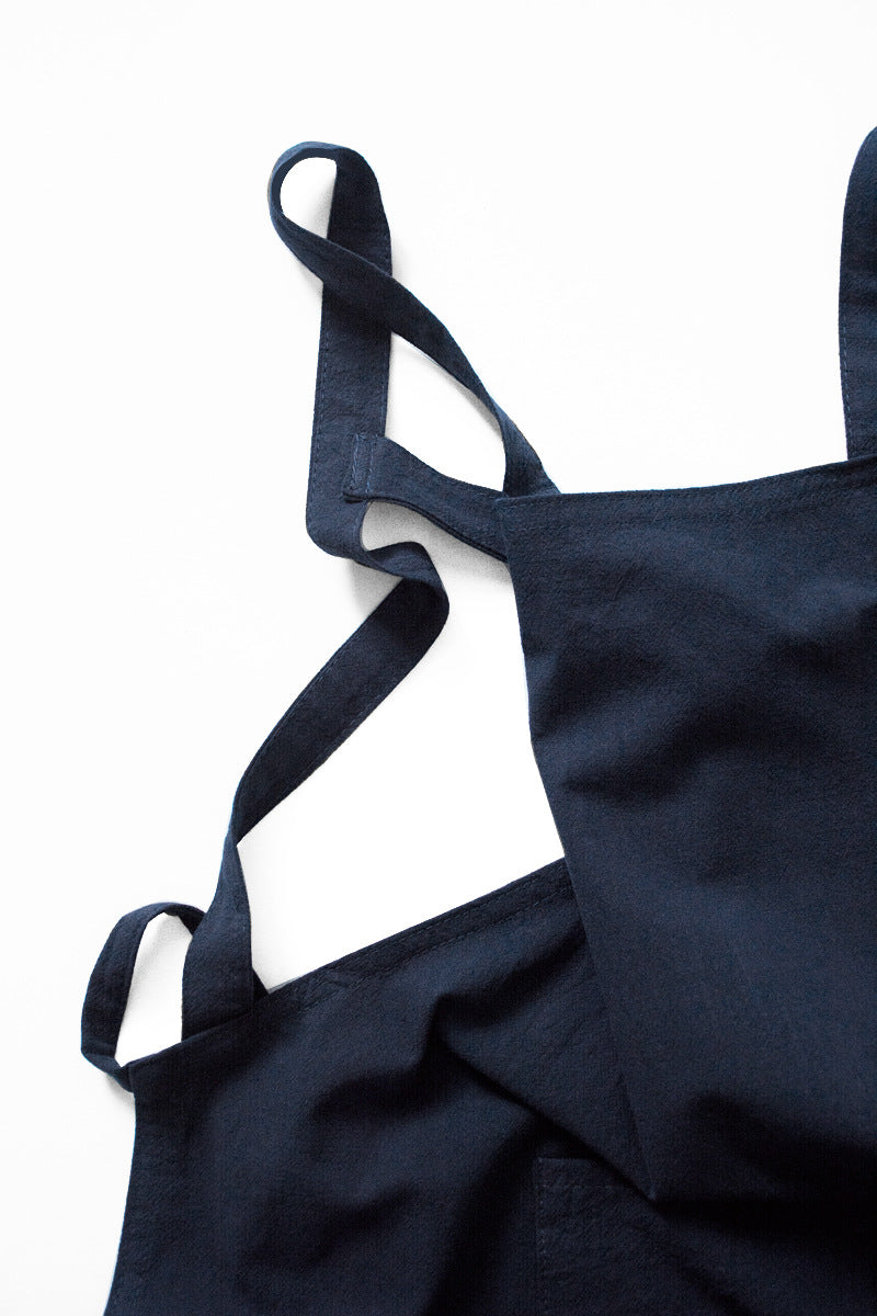 Off White Cotton Linen H-Back Apron - Solid Color Kitchen Cooking Apron with Pocket