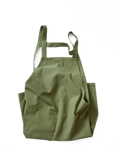 Off White Cotton Linen H-Back Apron - Solid Color Kitchen Cooking Apron with Pocket