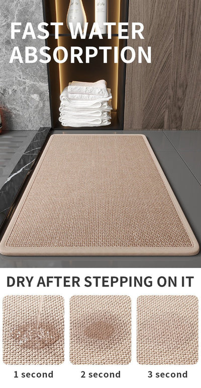 Grey Quick Dry Bathroom Rug - Non-Slip PVC Foam, Super Absorbent, 40x60cm
