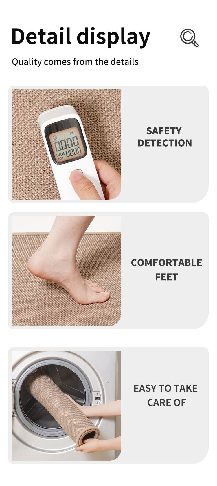 Grey Quick Dry Bathroom Rug - Non-Slip PVC Foam, Super Absorbent, 40x60cm