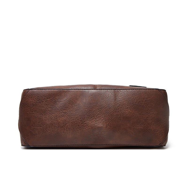 Coffee Spacious & Stylish  PU Leather Tote Bag -  Versatile Shoulder/Crossbody