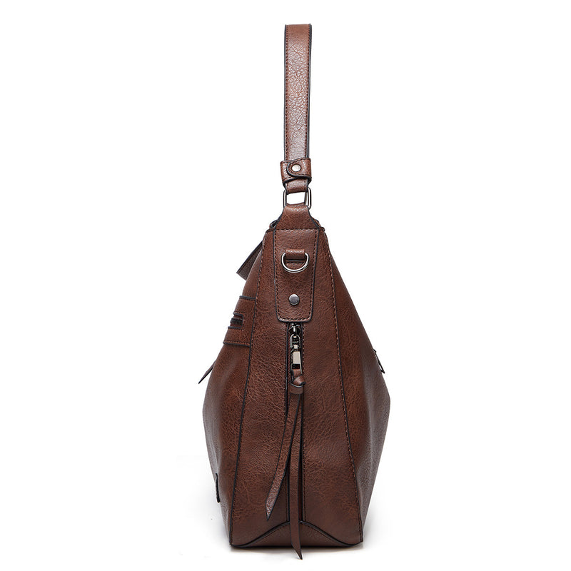 Brown Spacious & Stylish  PU Leather Tote Bag -  Versatile Shoulder/Crossbody