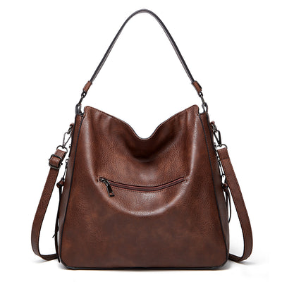Brown Spacious & Stylish  PU Leather Tote Bag -  Versatile Shoulder/Crossbody