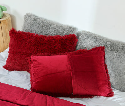 Light Yellow Faux Fur Pillowcase Set - Crystal Velvet Plush Throw Pillow Covers, Bedding Accent (50x70cm, Pair)