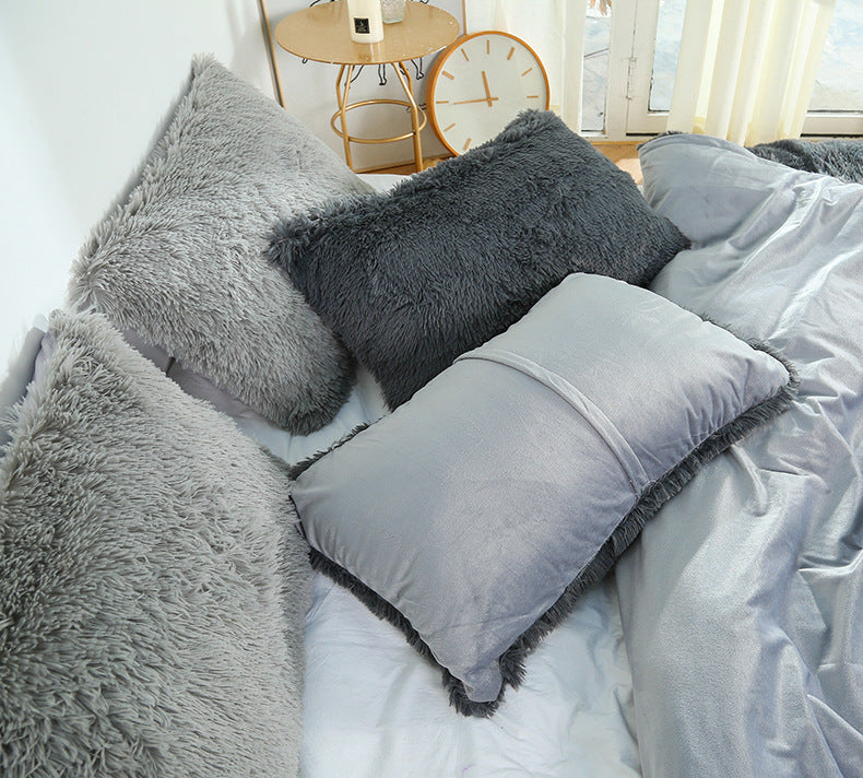 Light Yellow Faux Fur Pillowcase Set - Crystal Velvet Plush Throw Pillow Covers, Bedding Accent (50x70cm, Pair)