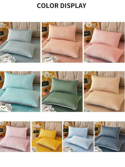 Dark Green Cooling latex texture Pillowcase Set - Latex Feeling, Solid Color, 48x74cm (Pair)