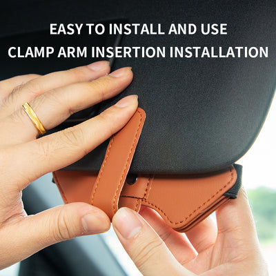 2 Pcs Red Car Sun Visor Glasses Holder Clip with Dual Magnetic Clamps - PU Leather, Anti-Slip, and Multi-Functional Storage