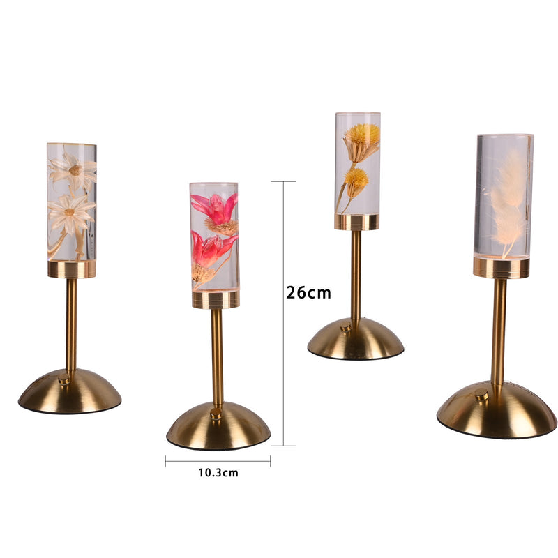 Dogtail Grass Eternal Flower Acrylic Table Lamp - Color-Changing LED, USB Rechargeable, Touch Control