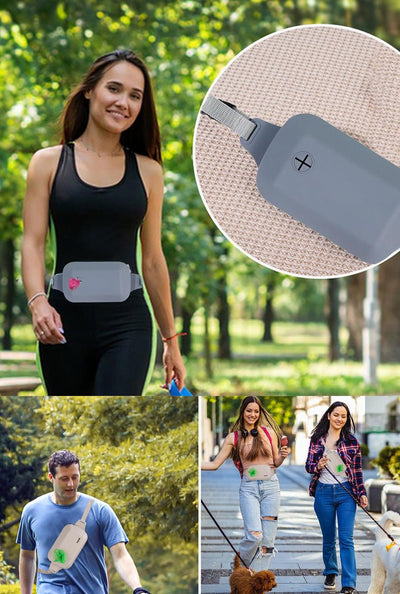 Beige Silicone Pet Treat Pouch for Dog Training - Portable Waist Bag with Waste Bag Holder