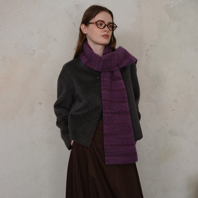 Purple Vintage Wool-Blend Knit Scarf - Warm and Stylish for Men and Women