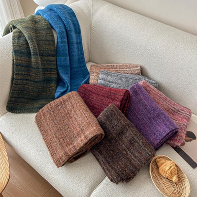 Purple Vintage Wool-Blend Knit Scarf - Warm and Stylish for Men and Women