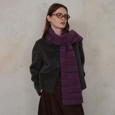 Purple Vintage Wool-Blend Knit Scarf - Warm and Stylish for Men and Women