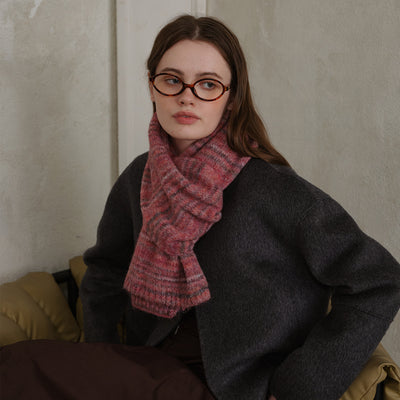 Green Vintage Wool-Blend Knit Scarf - Warm and Stylish for Men and Women