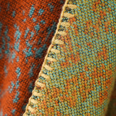 Red Plaid Ethnic Boho Shawl for Women - Stylish Split Cape for Travel and Cooling Rooms