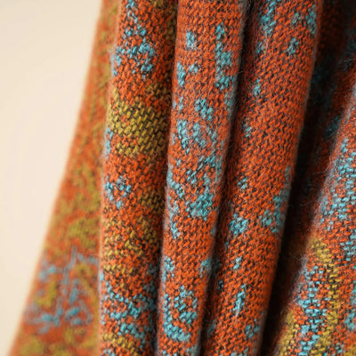 Green Plaid Ethnic Boho Shawl for Women - Stylish Split Cape for Travel and Cooling Rooms