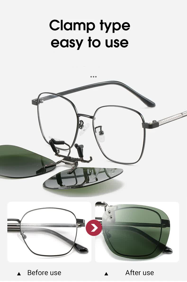 2 Pcs Purple Pink Gradient Color Polarized Clip-On Sunglasses - Day & Night Use, Frameless Polygon Design for Fishing & Driving