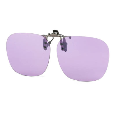 2 Pcs Purple Polarized Clip-On Sunglasses - Day & Night Use, Frameless Polygon Design for Fishing & Driving