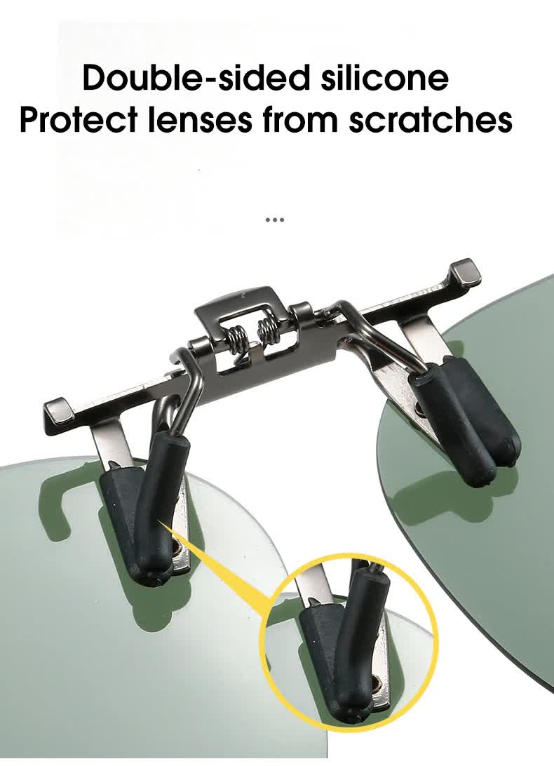 2 Pcs Night Vision Yellow Polarized Clip-On Sunglasses - Day & Night Use, Frameless Polygon Design for Fishing & Driving