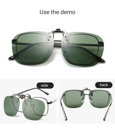 2 Pcs Brown-Pink Gradient Polarized Clip-On Sunglasses - Day & Night Use, Frameless Polygon Design for Fishing & Driving