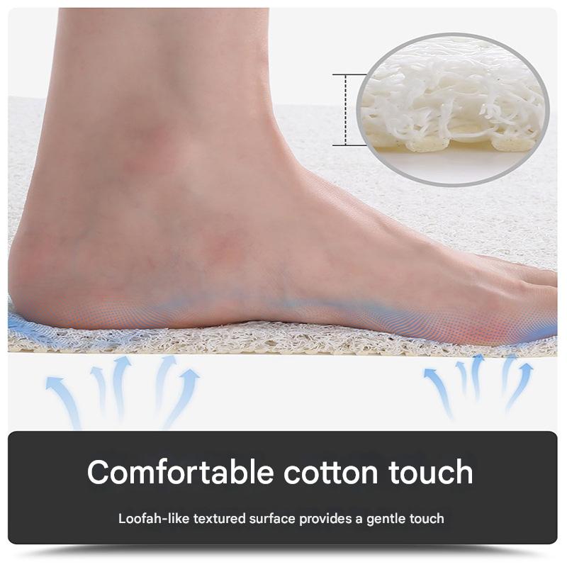 Colorful Diamond Pattern  PVC Non-Slip Bath Mat 45x75cm - Shower Drain Hole Design, Soft & Quick-Dry Bathroom Rug