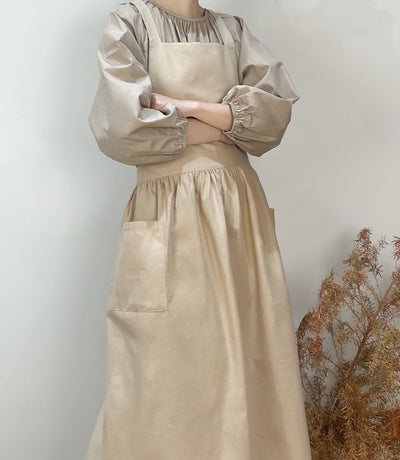 Grey Cotton Waterproof Artisan Apron - 100x85cm, Stylish Cross-Back Design, Ideal for Kitchen & Floral Work