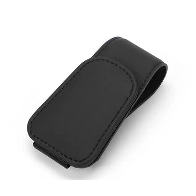 2 Pcs Black PU Leather Car Visor Sunglasses Holder - Multi-Functional Clip for Glasses, Cards & Tickets, 9.5x4.5cm