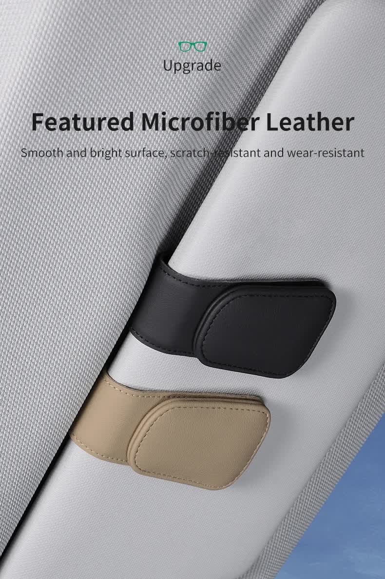 2 Pcs Black Carbon Fiber Pattern PU Leather Car Visor Sunglasses Holder - Multi-Functional Clip for Glasses, Cards & Tickets, 9.5x4.5cm