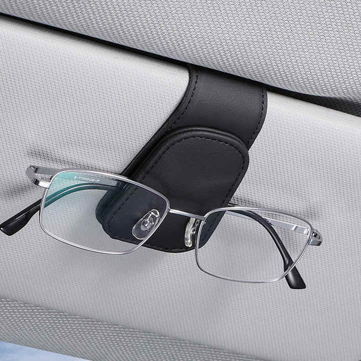 2 Pcs Pink PU Leather Car Visor Sunglasses Holder - Multi-Functional Clip for Glasses, Cards & Tickets, 9.5x4.5cm