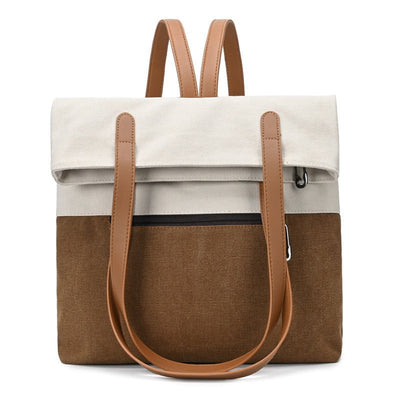 Black And Brown Canvas Tote Bag for Women - Multi-Use Shoulder Handbag & Backpack, Large Capacity, 30x10x40cm