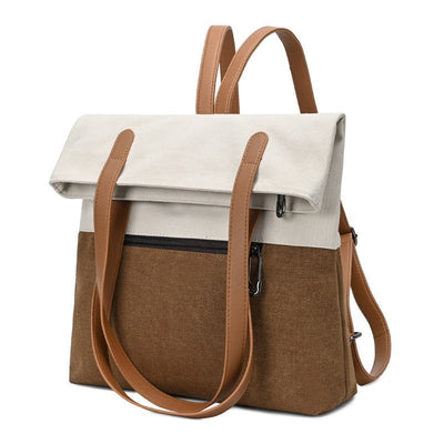 Black And Brown Canvas Tote Bag for Women - Multi-Use Shoulder Handbag & Backpack, Large Capacity, 30x10x40cm