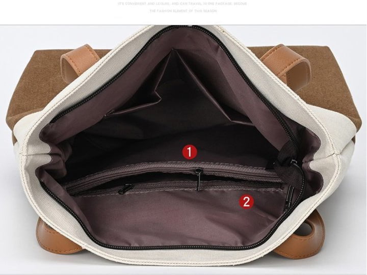 Black And Brown Canvas Tote Bag for Women - Multi-Use Shoulder Handbag & Backpack, Large Capacity, 30x10x40cm