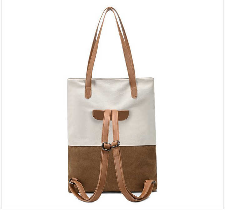 Dark Cyan And Brown Canvas Tote Bag for Women - Multi-Use Shoulder Handbag & Backpack, Large Capacity, 30x10x40cm