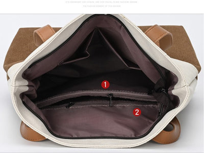 Dark Cyan And Brown Canvas Tote Bag for Women - Multi-Use Shoulder Handbag & Backpack, Large Capacity, 30x10x40cm