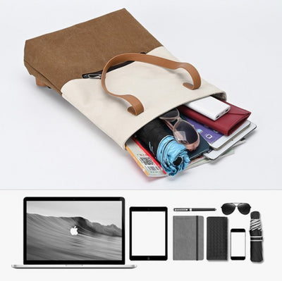 Dark Cyan And Brown Canvas Tote Bag for Women - Multi-Use Shoulder Handbag & Backpack, Large Capacity, 30x10x40cm