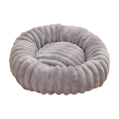 Khaki Plush Pet Bed - 40cm Round Dog & Cat Mat, Cozy PP Cotton Filled, Comfortable Pet Supplies