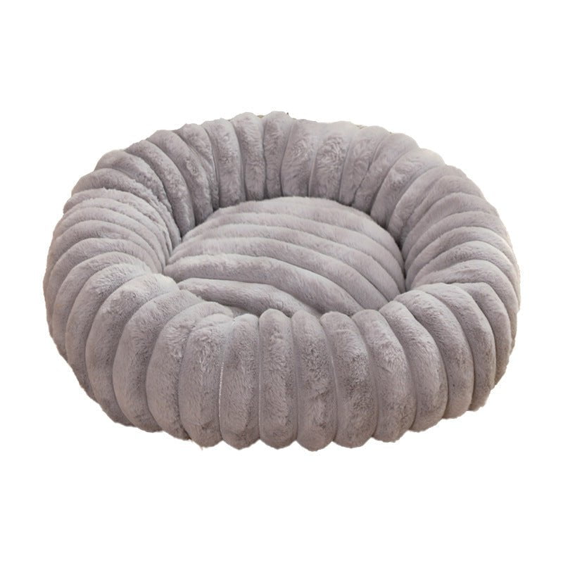Pink Plush Pet Bed - 40cm Round Dog & Cat Mat, Cozy PP Cotton Filled, Comfortable Pet Supplies