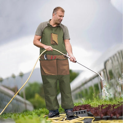 Green And Beige Gardening Leg Apron - Oxford Fabric, Multi-Pocket, Extended Design, 118x45cm, 450g