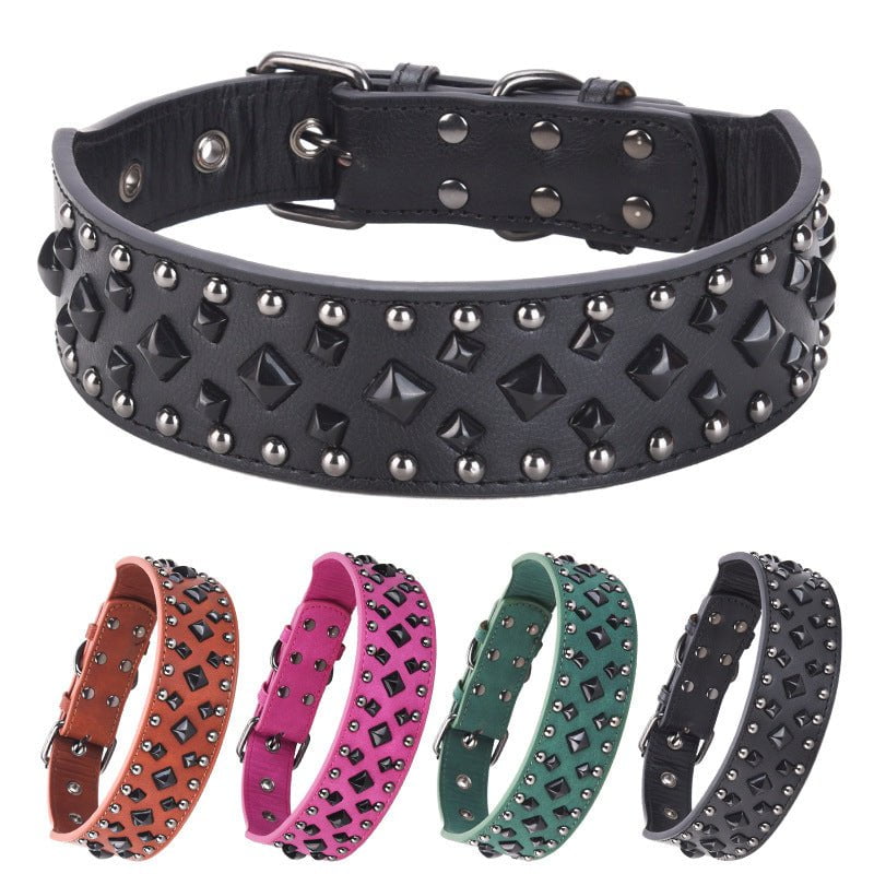 Size S Brown 1 pack Stylish PU Leather Dog Collar with Spikes - Adjustable, Durable & Comfortable for Medium to Large Breeds
