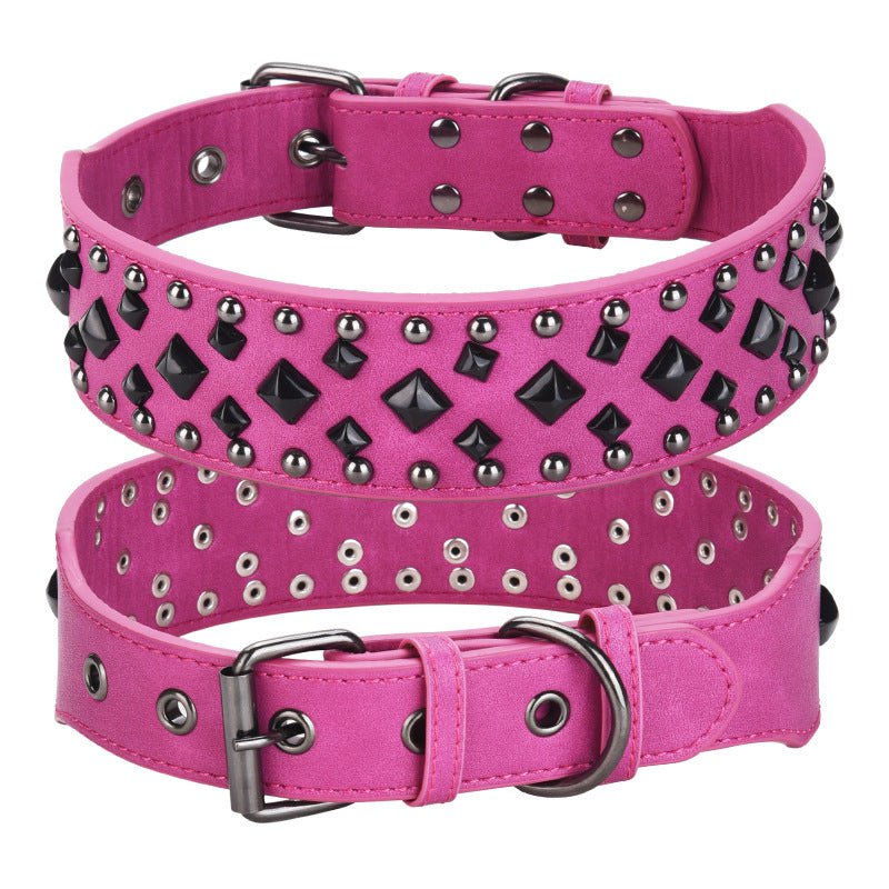 Size S Pink 1 pack Stylish PU Leather Dog Collar with Spikes - Adjustable, Durable & Comfortable for Medium to Large Breeds