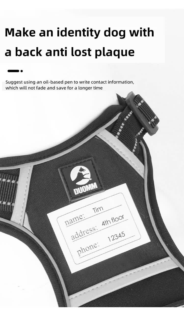 Size L Black Reflective No-Pull Dog Harness - Adjustable & Durable for Large Breeds, Anti-Escape Design