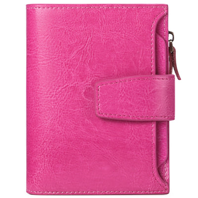 Dark Pink Premium Genuine Leather RFID Blocking Women's Wallet - Lightweight, Multi-Functional, and Stylish