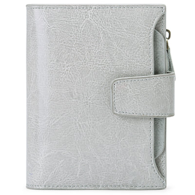 Light Grey Premium Genuine Leather RFID Blocking Women's Wallet - Lightweight, Multi-Functional, and Stylish