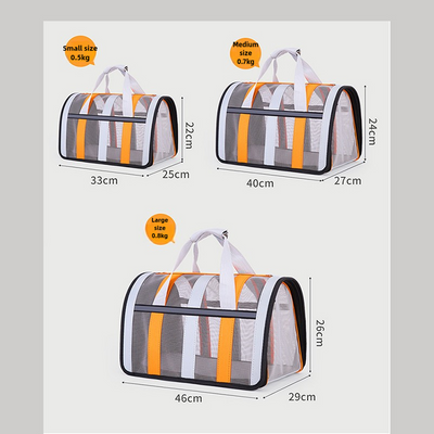 Size S Black Foldable Pet Carrier Bag - Lightweight, Breathable, and Spacious for All Seasons