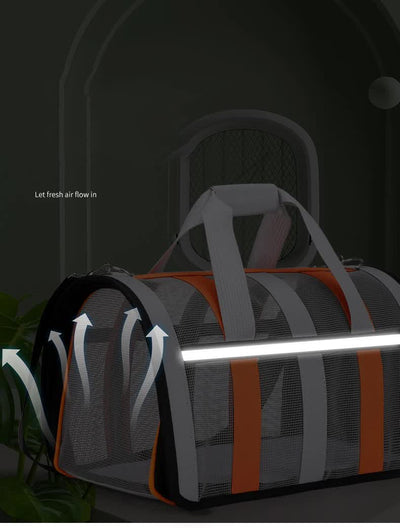 Size S Pink And White Foldable Pet Carrier Bag - Lightweight, Breathable, and Spacious for All Seasons