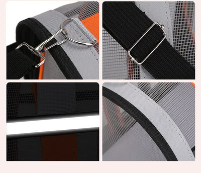 Size L Black And Blue Foldable Pet Carrier Bag - Lightweight, Breathable, and Spacious for All Seasons